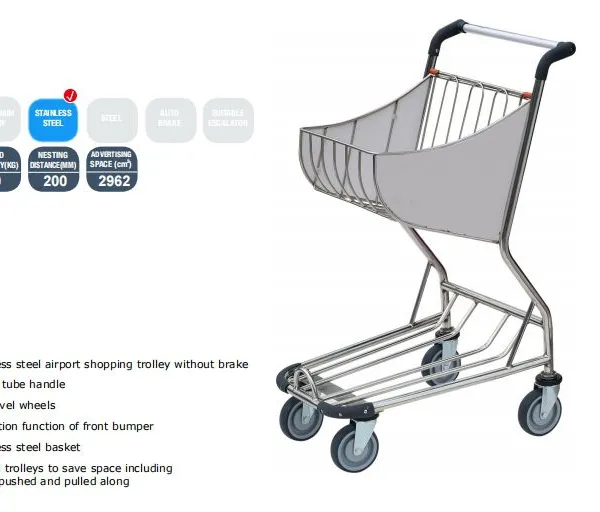 High Quality Airport Luggage Baggage Trolley Cart Hand Brake Airport Trolley photo-5
