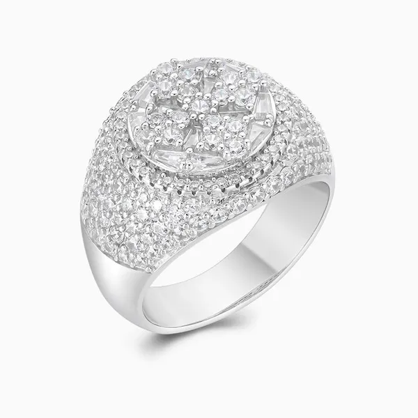 Shining Star Jewelry Men Sterling Silver Moissanite Hiphop Clustered Finger Ring photo-3