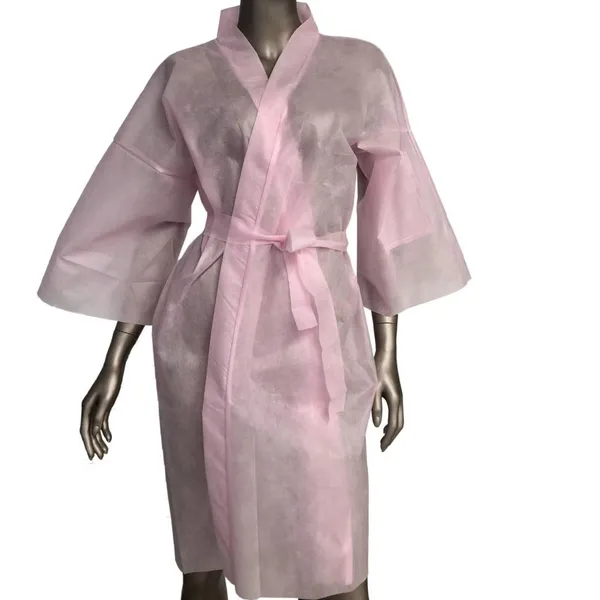 PP Disposable Spa Gown Disposable Kimono Robes Spa Gown Beauty Salon Nonwoven Hairdressing Gown