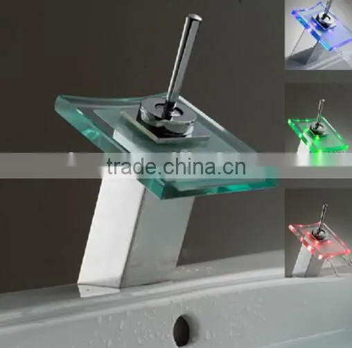 Brass Chrome Waterfall Led Light Basin Mixer Tap photo-2