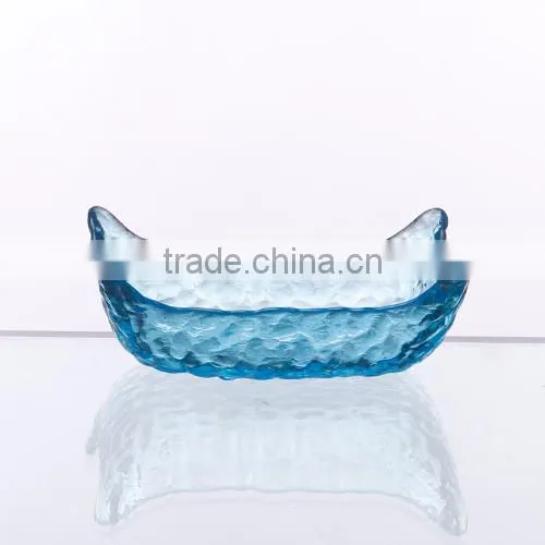 Handmade Blue Colored Glass Square Dessert Bowls