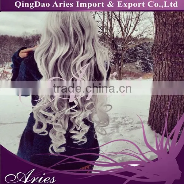 Gray Synthetic Wig Ombre Tone Color Black And Grey Heat Resistant Hair Lace Front Wigs photo-4
