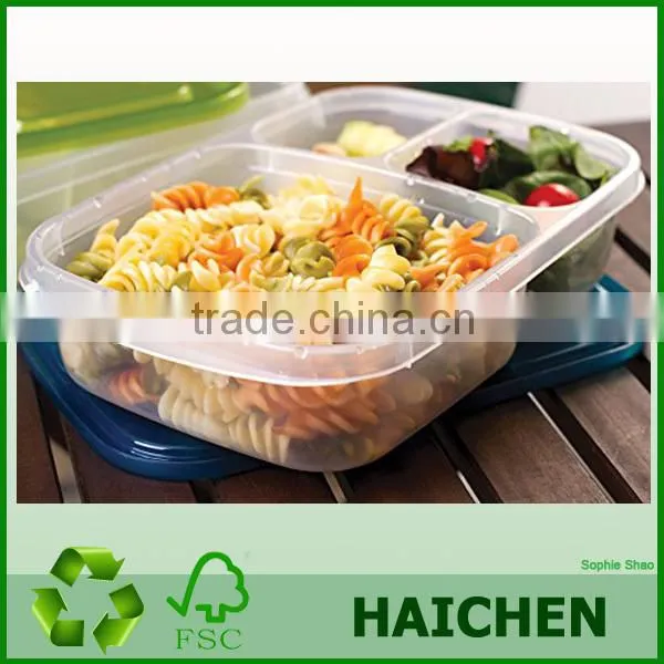 Hot Sale Transparent Plastic 3 Compartment Bento Lunch Box photo-4