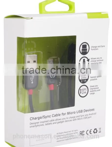 Walnut 1.2m Length Black Micro USB Cable for Universal Phone photo-5