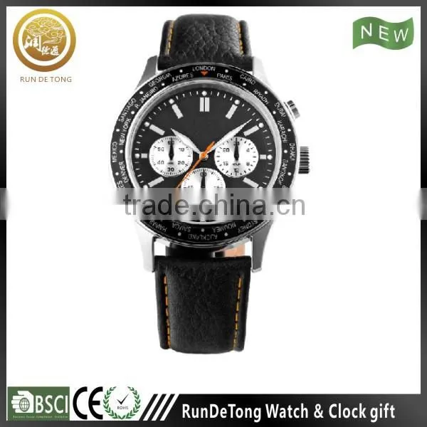 High Quality Genuine Leather Japan Movt Quartz Watch Stainless Steel