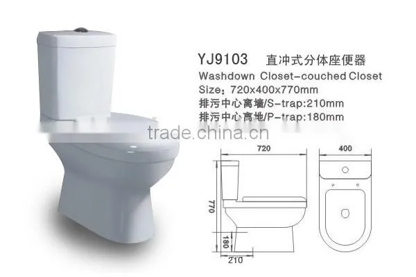 YJ9103 Bathroom Ceramics Cheap Price S-trap or P-trap Two Pcs Toilet /WC/Water Closet