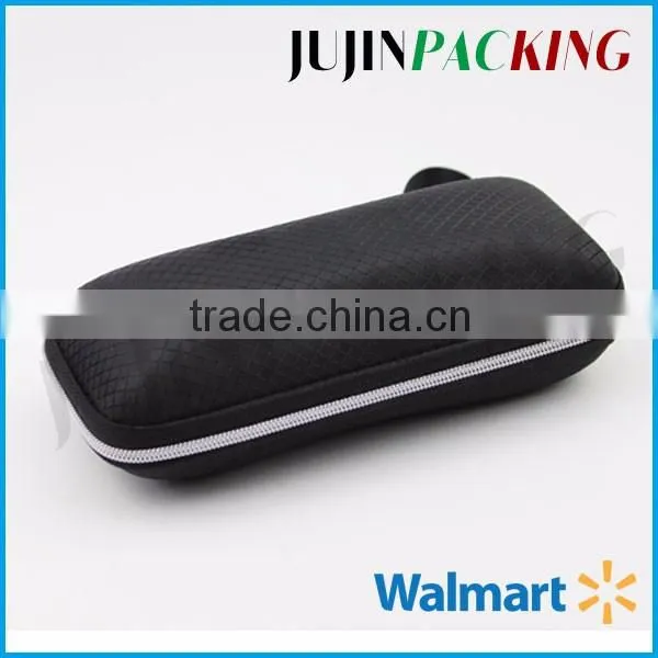 High Grade Black Leather Zipper Eva Sunglass Case Eyewear Case