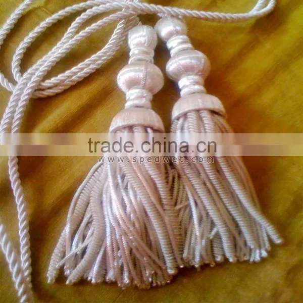 Silver Thread Metal Tassel With Long Rope | Custom Fancy Stylish Tassel