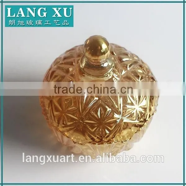 LX-T023 Middle East Gold Plating Luxurious Home Decorative Glass Jars and Lids photo-3