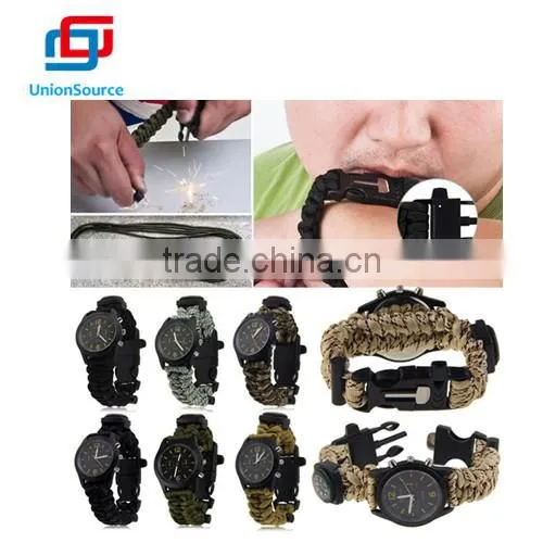 Paracord Bracelet,with Watch Compass and Fire Stone,buckle With Flint and Whistle photo-6