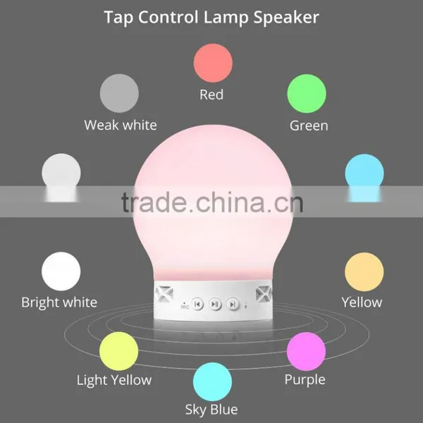 Bluetooth Speaker Tap Control LED Lamp Dimmable Night Light FM