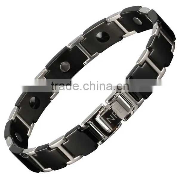 Noproblem P098 FDA Torumaline Germanium Ion Balance Health Power Fashion Stainless Steel Bracelet