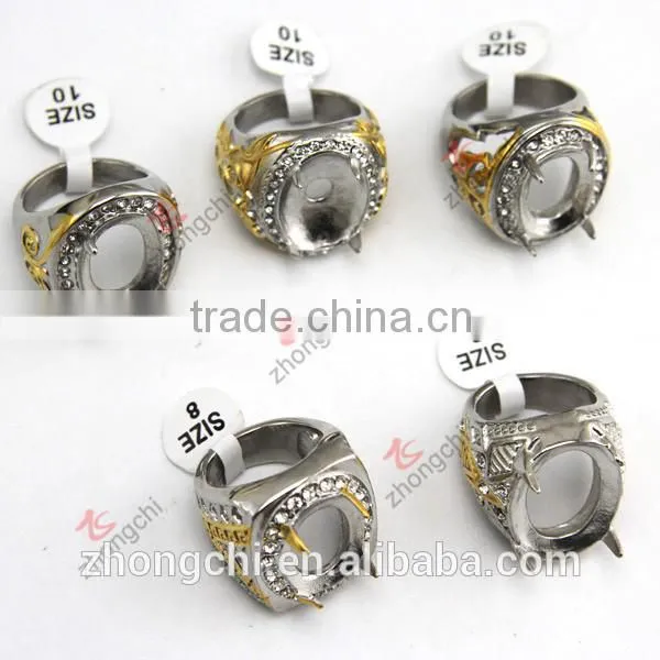 Custom Blank Stainless Steel Ring, Claw Gemstone Style Stainless Steel Cool Ring for Boys photo-5