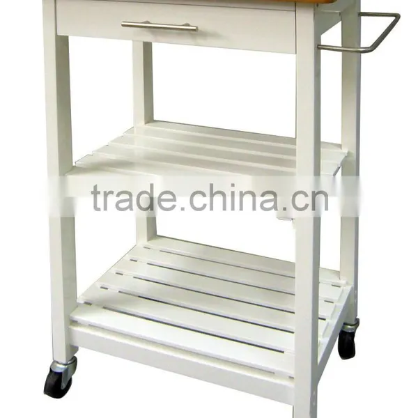 Multifunction Bamboo Kitchen Vegetable Trolley With Drawer and Basket photo-4