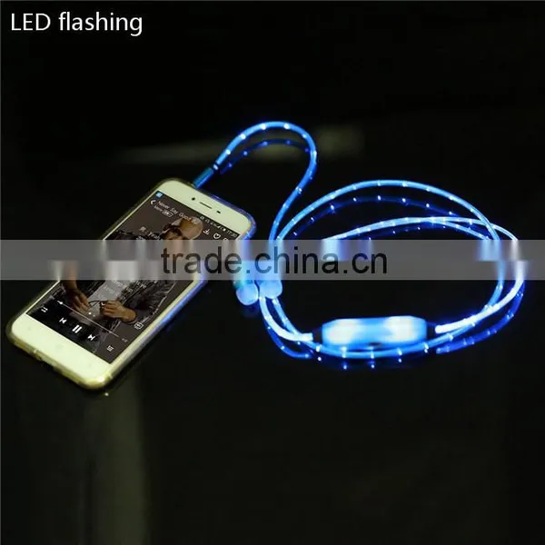 New Products 2016 LED In-ear Headphones Earphone With Line Remote and Mic,EL Earphone With Line,mobile Phone Earphone photo-3