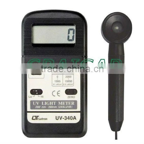 0-1999uW/cm2 2000-2002 19990uW / cm2, 290-390nm (UVA, UVB), Lutron UV Light Meter UV-340A