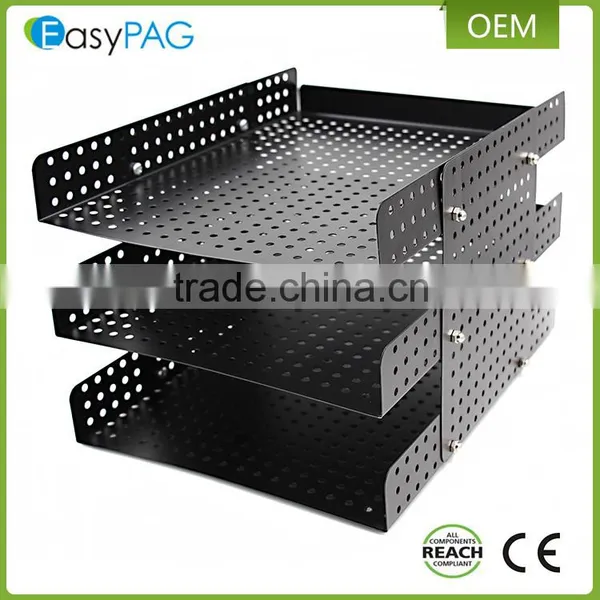 Factory Custom Made Black Color 3 Tier Large Space Metal Mesh Office Desk File Holder photo-3