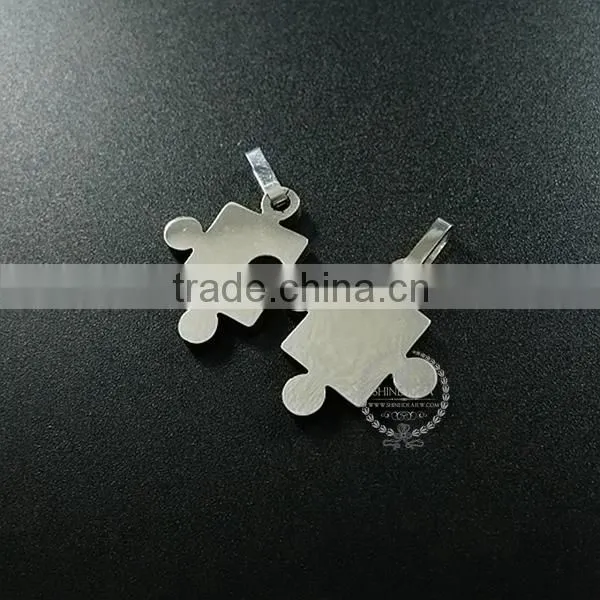 18*23mm/22*23mm 316L Stainless Steel Lovers' Puzzle Couple Pieces Charm for Custom Name Words Engraving Laser DIY Charm 1820278 photo-2