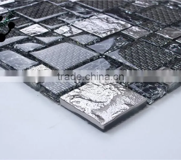 SMJ07 Ancient Style Interior Decoration Material Metal Mosaic Mix Glass Mosaic Laminated Mosaic Tiles photo-4
