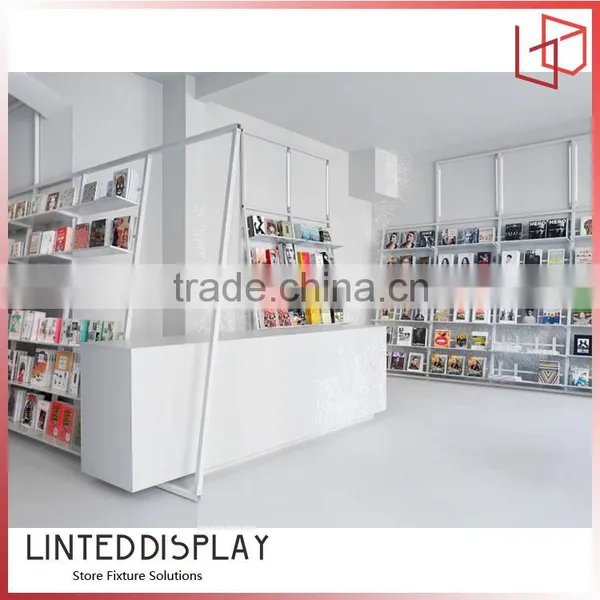 Metal Books Display Shelves Painted White Color For Library/Bookstore