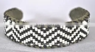 Glass Bead Covered Bracelets on White Metal photo-2