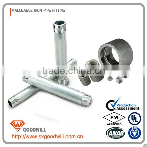 1/8''-8'' NPT Black / Galvanized Male Thread Barrel Long Double Thread Nipples photo-5