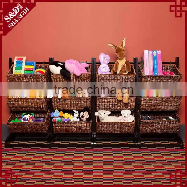 Home or Shop 3-Tier Rack Style Metal & Water Hyacinth Storage Basket photo-3