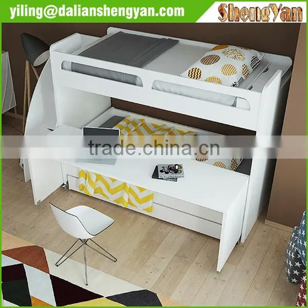 Kids Wooden Furniture Transitional Bunk Bed With Table photo-6