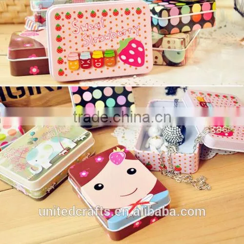 Rectangular Iron Tin Small Storage Jars Jewelry Box Holder Home Decoration Gift photo-2
