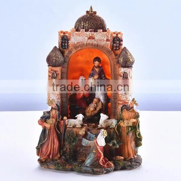 Resin Religious Indoor Ornaments Bethlehem Scene Christmas Nativity Set photo-3