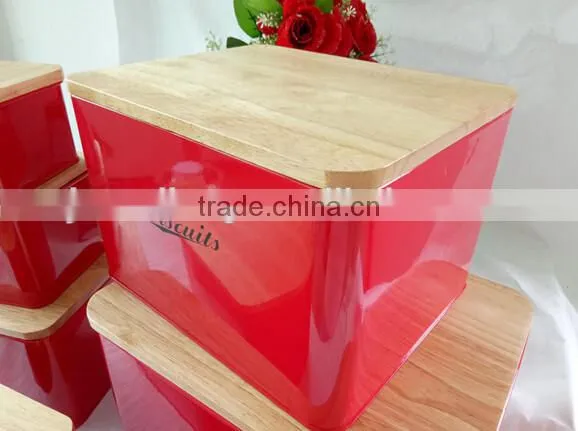 Metal Kitchen Storage Box, Tea Sugar Coffee Canister With Bamboo Lid photo-3