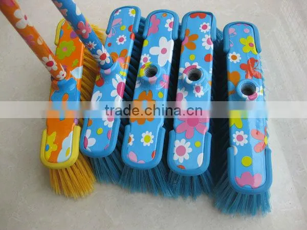 120cm Length Flower PVC Design Plastic Broom With Stick for Cleaning Tools photo-2