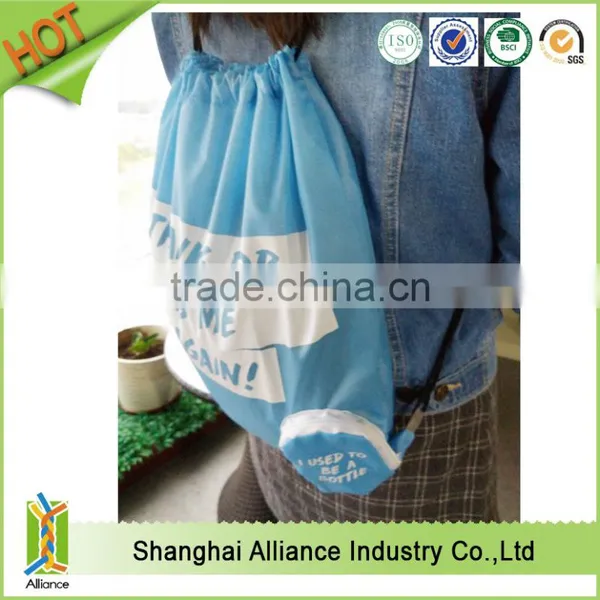 Alliance Safe Rpet Polyester Foldable Drawstring Bag for Shopping photo-3