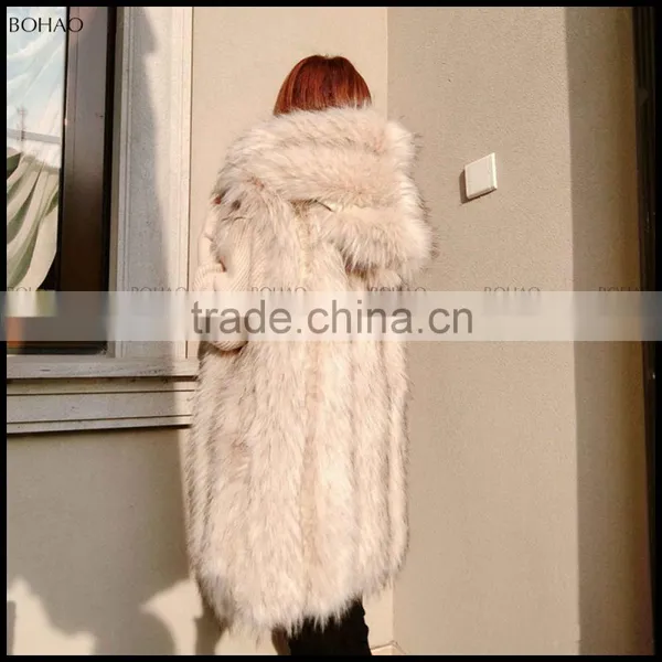 Russian Style Winter Raccoon Knitted Fur Vest With Hood photo-5
