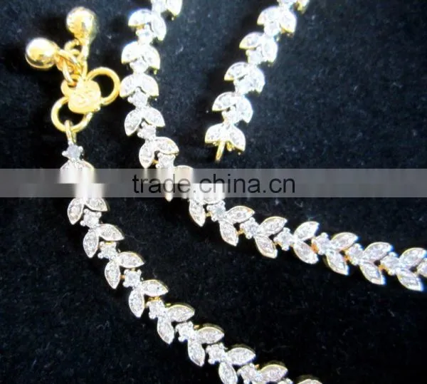 CZ American Diamond PAYAL Anklets Pair photo-3