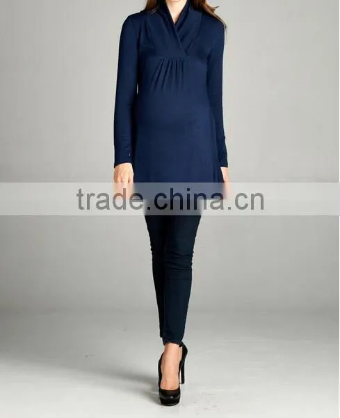 China Wholesale Maternity Clothes Tunic Long Sleeve Woman Maternity Tops photo-3