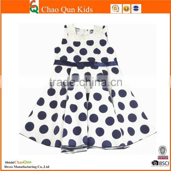 Fashion Pure Cotton Jumper Polka Dot Printed Fomal Party Kids Dress photo-4