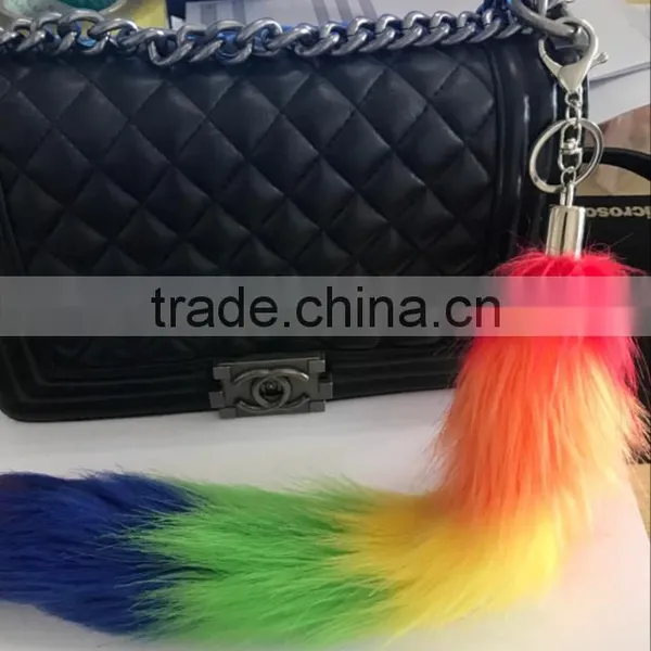 Fluffy Custom Colour Faux Fox Fur Accessory Fur Tail Keychain photo-3