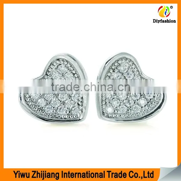 2017 New Fashion Set Auger Inlay Zircon Platinum Plating Love Heart Earrings photo-3