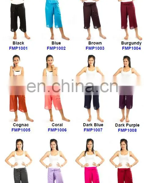 Thai Fisherman Pants Cotton 100% Wrap Unisex Yoga Boho Capri Long Trousers photo-3
