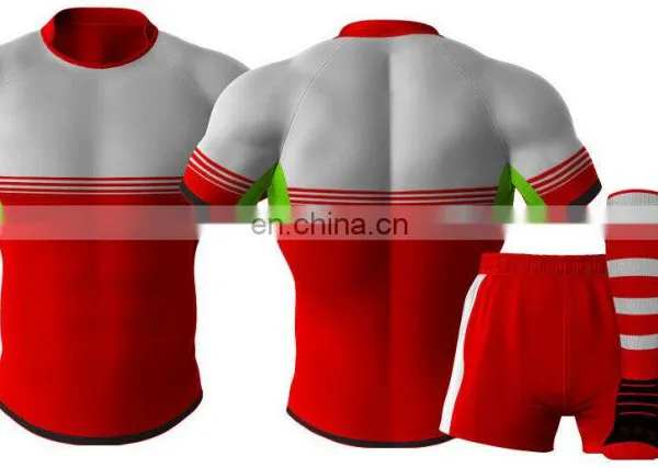 2016 Trendy Red Custom Design Sublimation Rugby Jersey With Socks photo-3