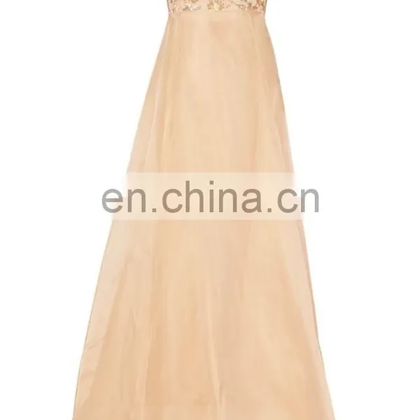 Fashion White Gold Bead and Sequin Embellished Dresses for Women, Silk Gown Evening Dress photo-4
