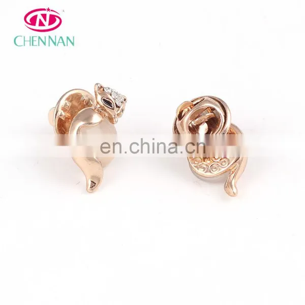 High Quality Crystal Buttons Beautiful Rhinestone Pins Animal Shape Cute Fox Light Pink photo-2