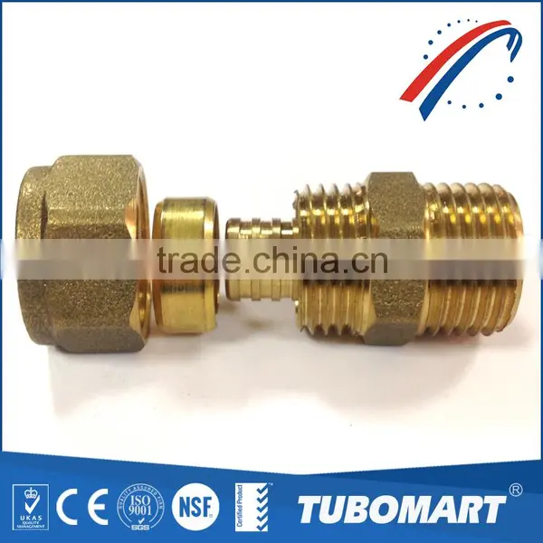 Lead Free BSP NPT 110 Series Brass Union Male Female Equal Screw Fitting for Water Pex Pipes photo-4