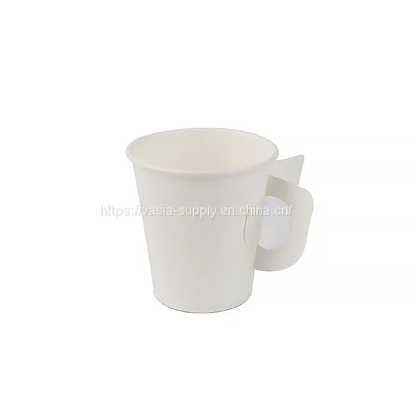 Pack of 50 Disposable Espresso 4oz Paper Cups With Handle Cream Color photo-4