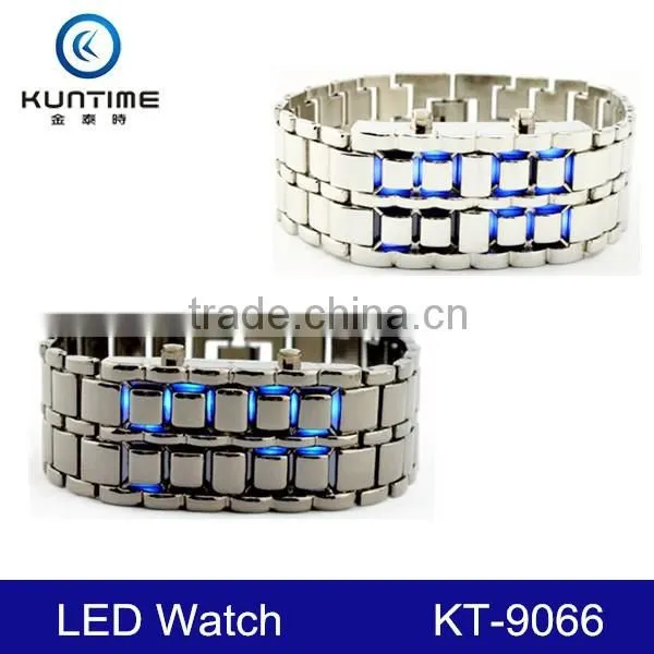 2015 Fashion Lava Style Samurai Metal Blue LED Faceless Watch photo-3