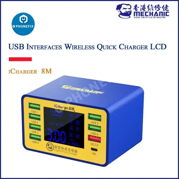 MECHANIC ICharge 8M Multi-Port USB Quick Charger With LCD Display