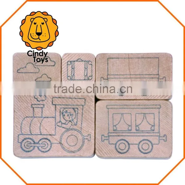 Wooden Rubber Stamps Birthday Train 5 Pcs for Kids photo-3