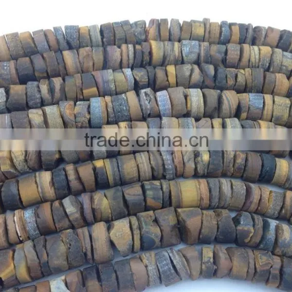 NO PS!!Factory Price Natural Stone Coins Rough Yellow Tiger Eye Stone Loose Beads photo-2