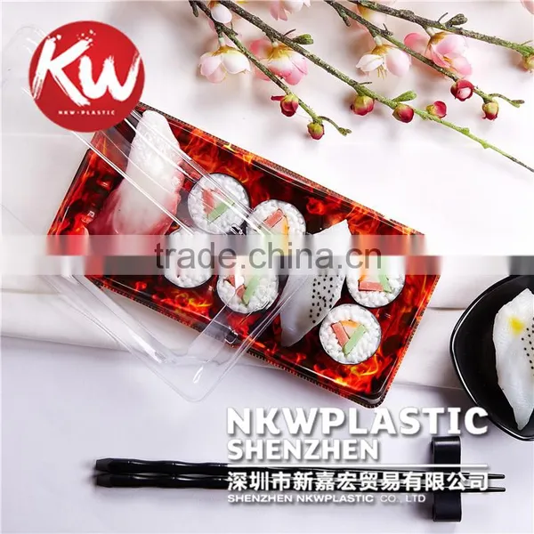 KW-0001 Disposable Container Plastic PS/BOPS Colorful Printed Wholesale Japanese Sushi Food Packing Tray photo-2